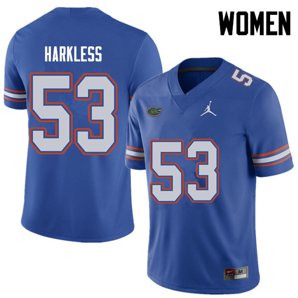 Jordan Brand Women #53 Kavaris Harkless Florida Gators College Football Jerseys Sale-Royal - Click Image to Close